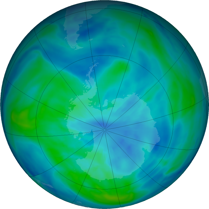 Antarctic ozone map for 28 March 2017